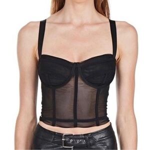 GUIZIO Zita Mesh Corset Bustier Black NEW Size Large